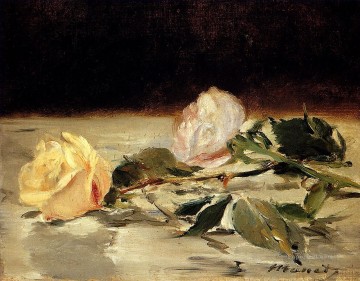 Two Roses On A Tablecloth flower Impressionism Edouard Manet Oil Paintings